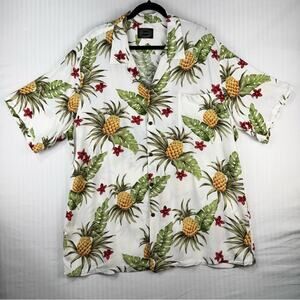 Hawaiian Reserve Collection Tropical Pineapple Print Aloha Shirt Size X-Large XL